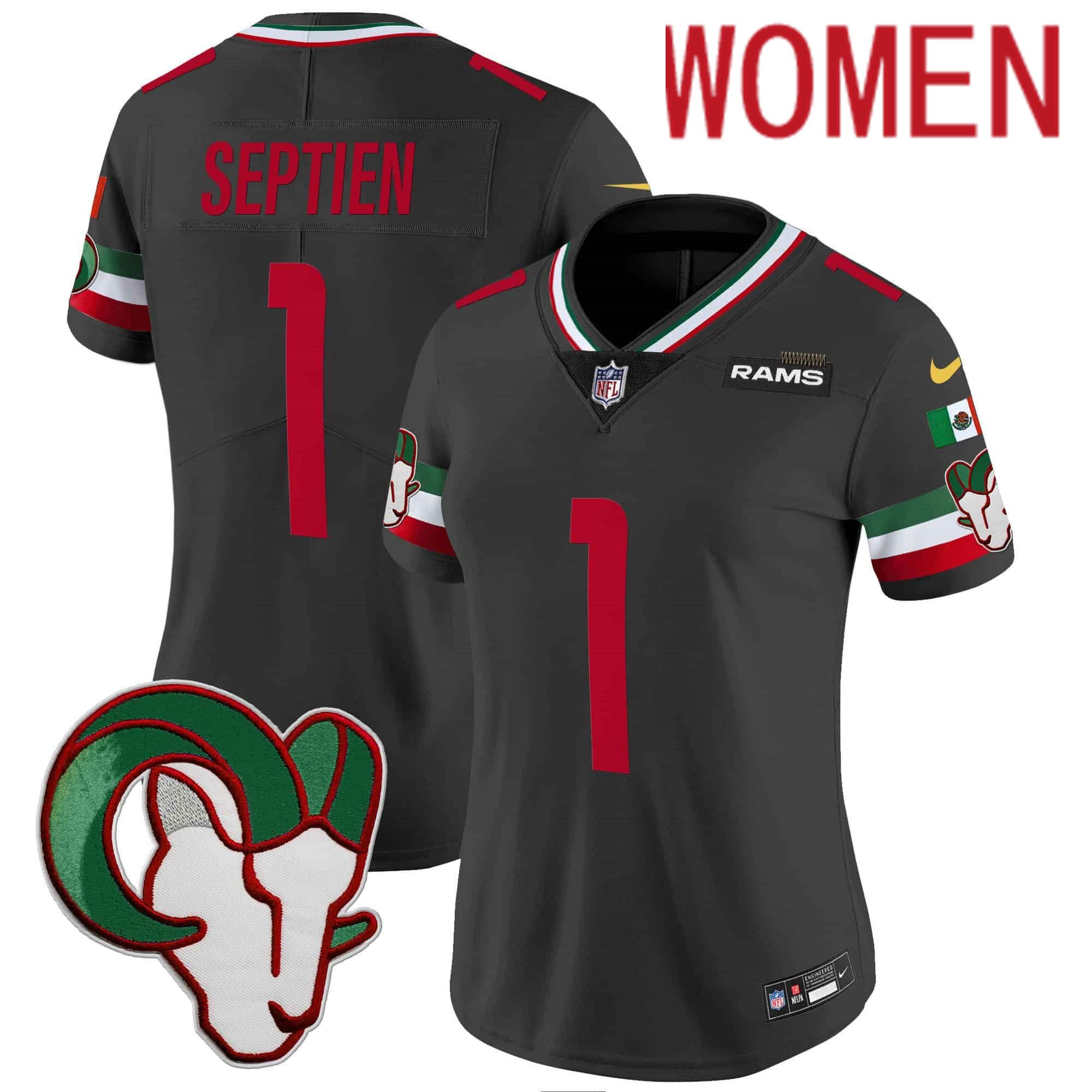 Women Los Angeles Rams #1 Septien Black 2024 Nike Mexico Vapor Limited NFL Jersey->indianapolis colts->NFL Jersey